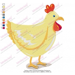 Cartoon Yellow Chicken Embroidery Design